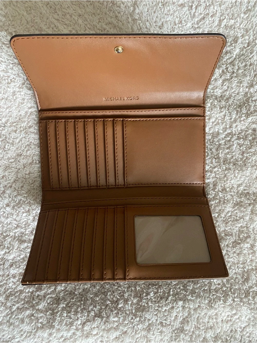 Michael Kors Brown Trifold Wallet with Gold Hardware